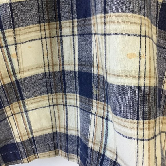 vintage womens jacket shacket 18 20 XL tan blue plaid full zip cotton cropped - Picture 4 of 10